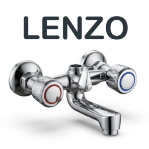 Lenzo Wall Mixer Tap – Dual Handle Bath Mixer with Chrome Finish