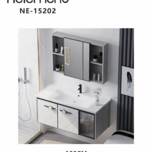 Helemend NE-15202 Wall Mounted Bathroom Vanity Cabinet Set with Mirror Storage 100CM Modern Wash Basin Unit