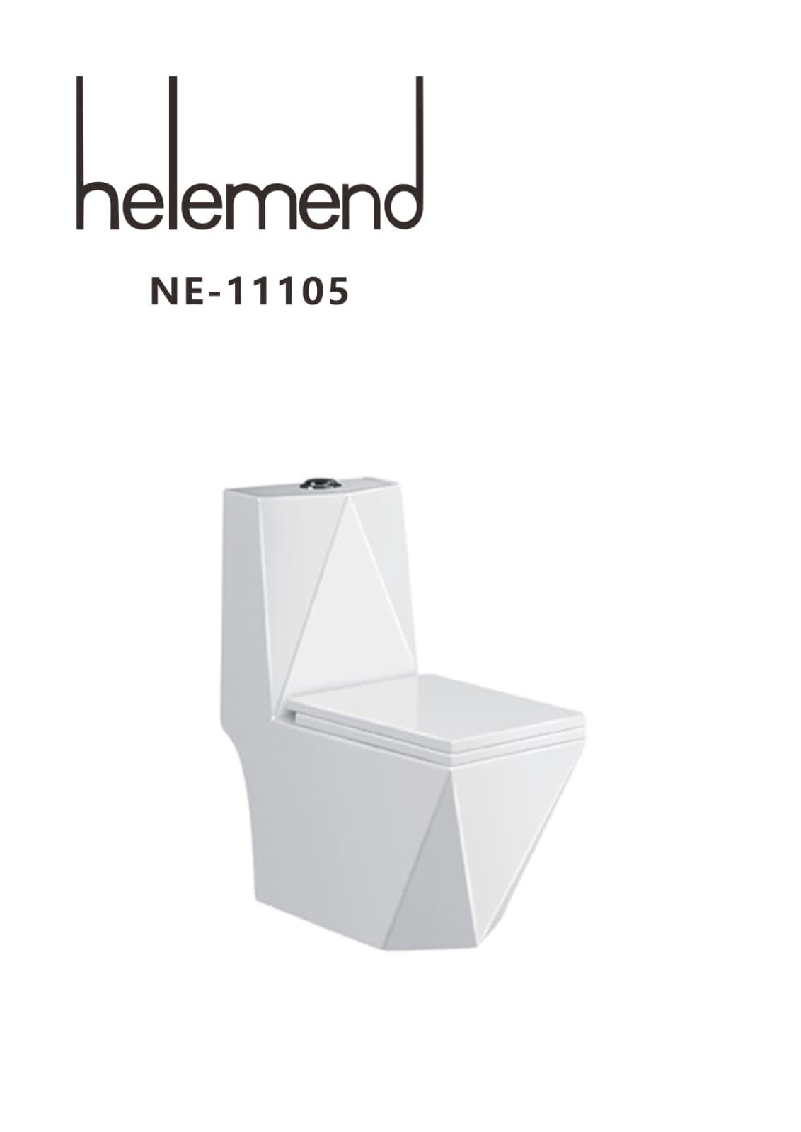 Helemend NE-11105 Modern One-Piece Ceramic Toilet โ Elegant Geometric Design