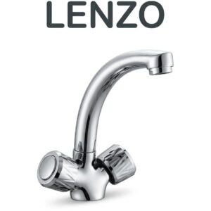 Lenzo Chrome Basin Tap with Dual Handle – Modern Bathroom Sink Faucet