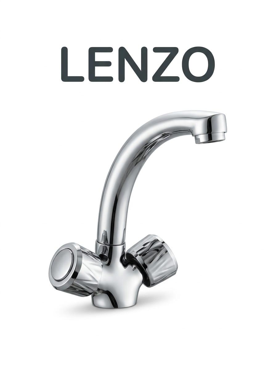Lenzo Chrome Basin Tap with Dual Handle โ Modern Bathroom Sink Faucet