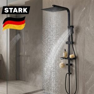 STARK Luxury Shower Column Set with Rain Shower & Hand Shower – Matte Black Finish