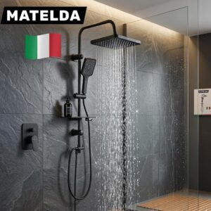 MATELDA Shower System Set (Wall Mounted Black)