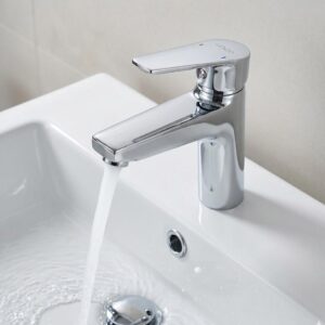 LENZO Chrome Single Lever Basin Mixer Tap for Bathroom Wash Basin