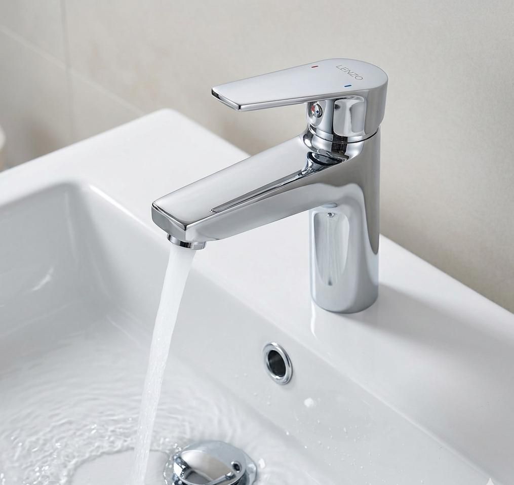 LENZO Chrome Single Lever Basin Mixer Tap for Bathroom Wash Basin