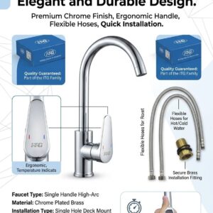 ITG Kitchen Mixer Tap – Single Handle High-Arc Chrome Brass Faucet