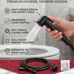 ITG Premium Shattaf Set – Handheld Bidet Sprayer with Flexible Hose & Wall Bracket