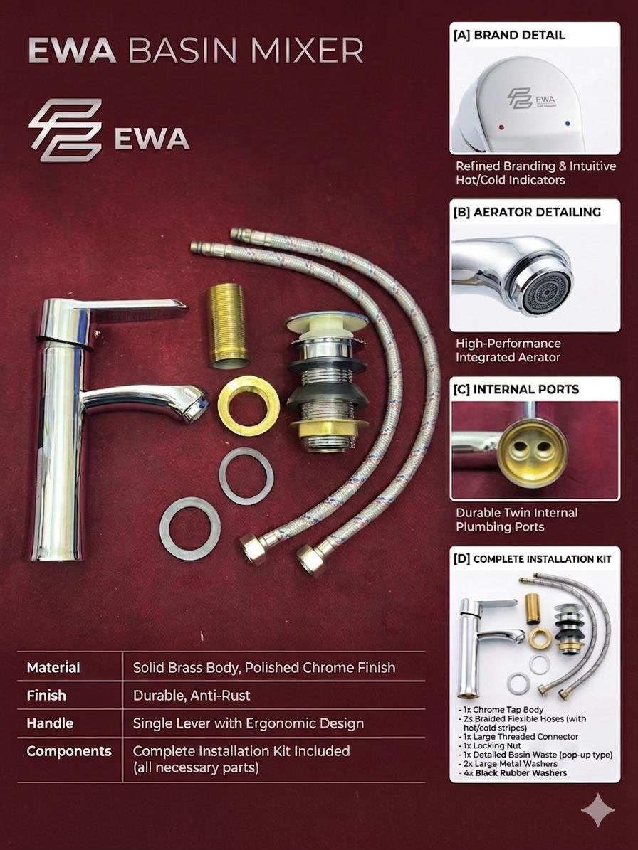 EWA Chrome Basin Mixer