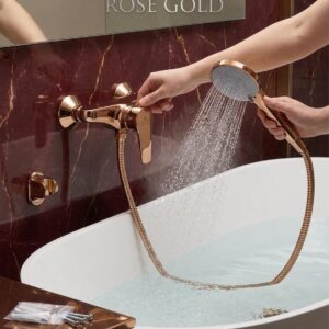 BATHROY Rose Gold Bath Mixer with Hand Shower Set